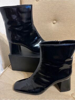 NWOT On 34th Women’s PU | Patent Leather Margoe Square-Toe Booties - Size 9